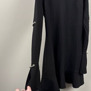 Vock Black Long-Sleeve dress Cold-Shoulder open sleeve with metal closures